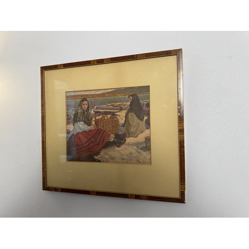 447 - Two McComghal Connemara Scenes prints mounted in rosewood frames. {35 cm H x 38 cm W each }.