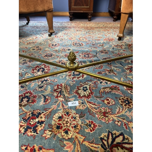 452 - Early 20th C. Brass coffee table with inset glass top in the Regency style. {48 cm H x 117 cm W x 57... 