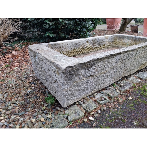 46 - Antique limestone trough. {32 cm H x 147 cm W x 66 cm D}.