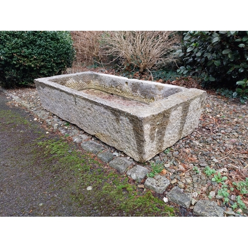 46 - Antique limestone trough. {32 cm H x 147 cm W x 66 cm D}.