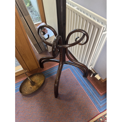 462 - 1950�s bentwood hat and coat stand. {203 cm H x 65 cm W x 40 cm D}.