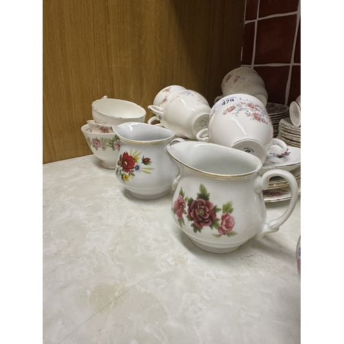 479 - Large collection of bone china tea cups and saucers.