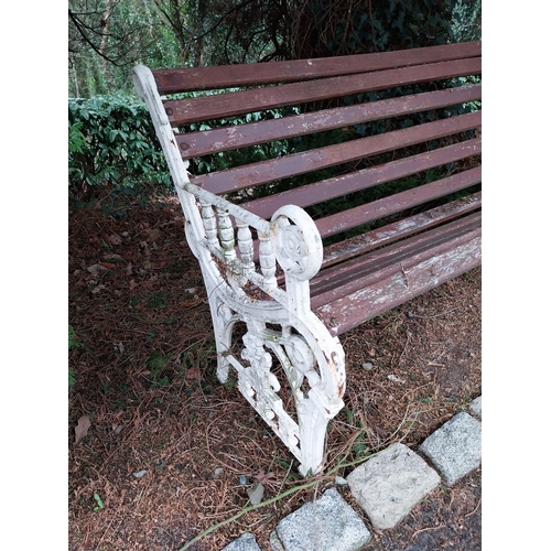 48 - 19th C. Cast iron garden bench with wooden laths. {78 cm H x 153 cm W x 67 cm D}.