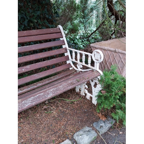 48 - 19th C. Cast iron garden bench with wooden laths. {78 cm H x 153 cm W x 67 cm D}.