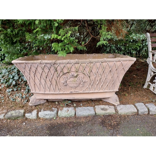 49 - Pair of moulded terracotta lattice design planters. {54 cm H x 177 cm