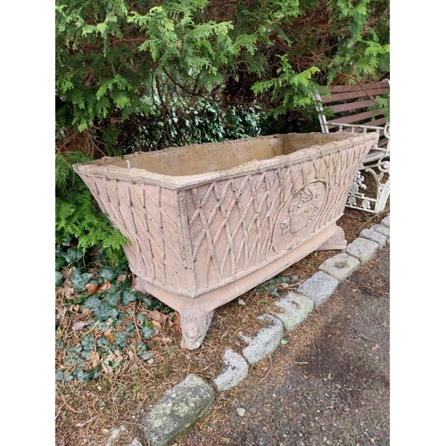 49 - Pair of moulded terracotta lattice design planters. {54 cm H x 177 cm