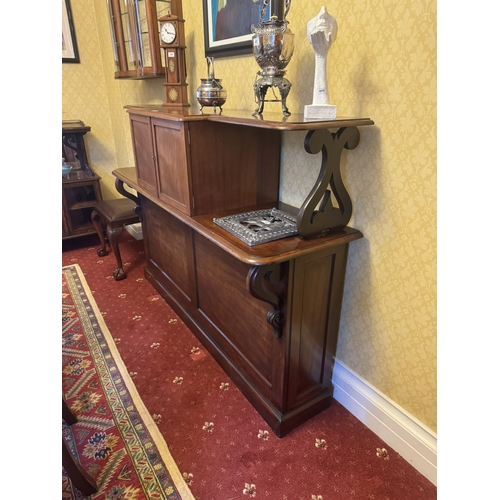 490 - 19th C. Mahogany server with table leaf cabinet. {121 cm H x 166 cm W x 47 cm D}.