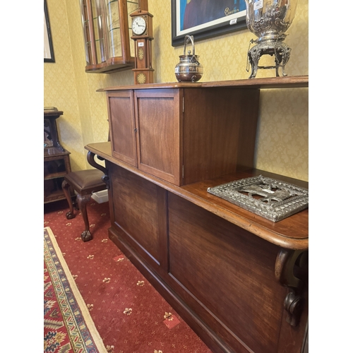 490 - 19th C. Mahogany server with table leaf cabinet. {121 cm H x 166 cm W x 47 cm D}.