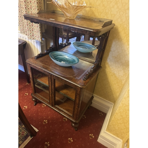 493 - 19th C. Burr walnut and satinwood inlaid music cabinet with mirrored back. {104 cm H x 66 cm W x 63 ... 