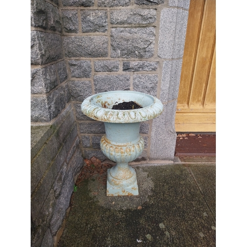 5 - Pair of cast iron garden urns. {76 cm H x 55 cm Dia.}.