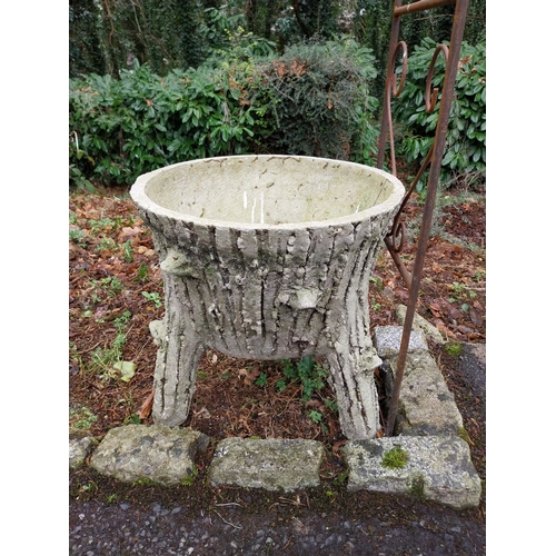 50 - Pair of unusual moulded stone planters in the form of tree trunks. {47 cm H x 46 cm Dia.}.