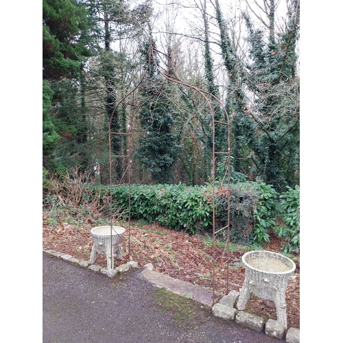 50 - Pair of unusual moulded stone planters in the form of tree trunks. {47 cm H x 46 cm Dia.}.