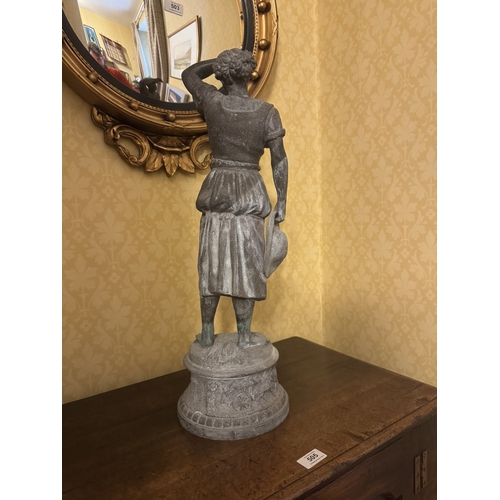 504 - 19th C. Spelter figure of a Maiden. {59 cm H x 18 cm Dia.}.