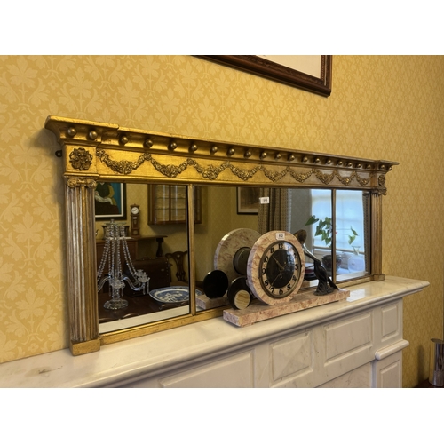 513 - Regency giltwood overmantle by Strahan of Dublin. {52 cm H x 136 cm W}.