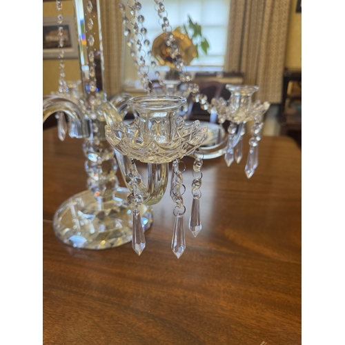 523 - Cut crystal six branch table candelabra. {72 cm H x 59 cm Dia.}.