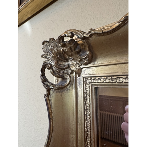 55 - 19th. C. decorative carved gilded wall mirror. { 47cm H X 41cm W }.