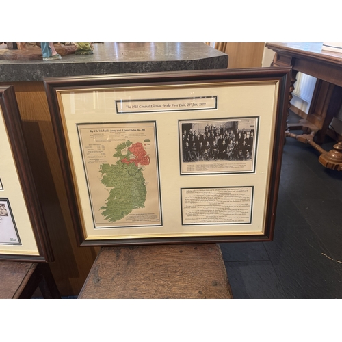 561 - Framed montage of 1918 First Election First Dail Eireann and Centenary death of Micheal Collins. {46... 