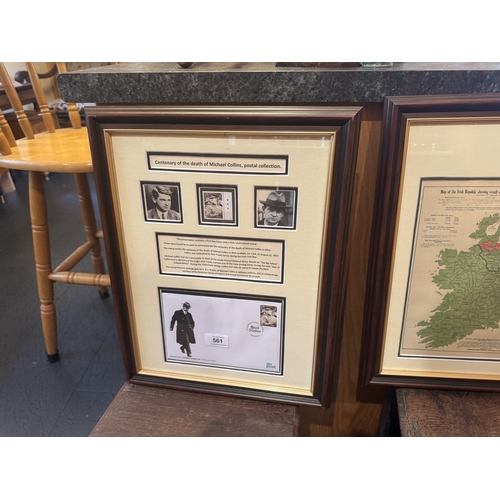 561 - Framed montage of 1918 First Election First Dail Eireann and Centenary death of Micheal Collins. {46... 