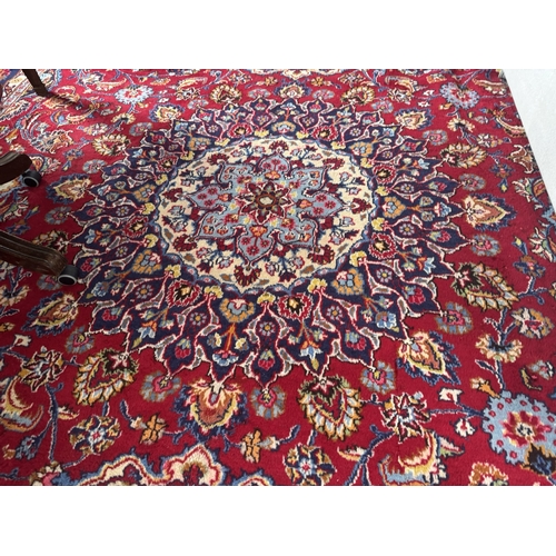 612 - Good quality hand knotted carpet square { 388cm L X 289cm W }.