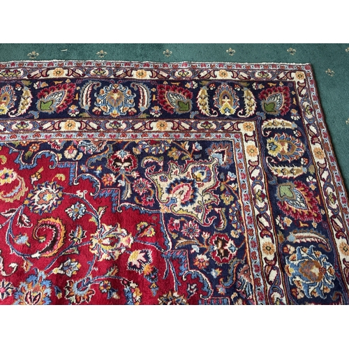 612 - Good quality hand knotted carpet square { 388cm L X 289cm W }.