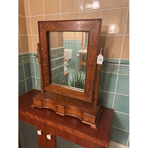 626 - 19th C. Killarney wood dressing table mirror, decorated with Shamrocks {64 cm H x 52 cm W x 21 cm D}... 