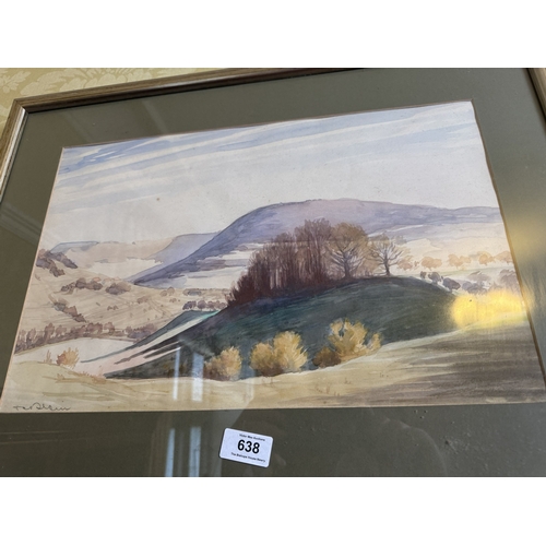 638 - Rural scene Watercolour mounted in a gilt frame. { 45cm H X 60cm D }.