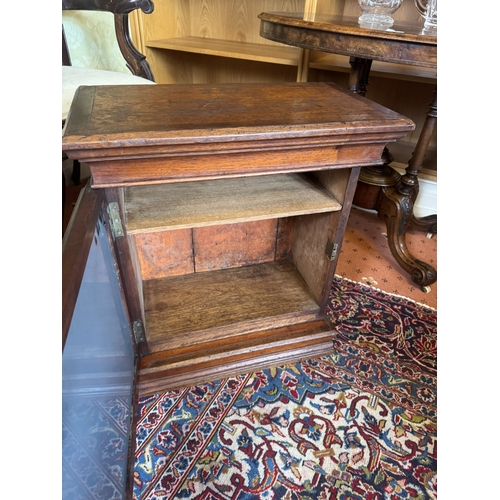 665 - 19th. C. oak wall cabinet with single mirrored door, in the Gothic manner. { 60cm H X 53cm W X 28cm ... 