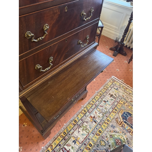 719 - Edwardian mahogany chest on chest with two short drawers over six long graduated drawers raised on b... 