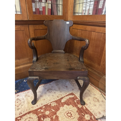 74 - Mahogany metamorphic library chair raised on cabriole legs in the Georgian manner. {91cm  H  x 66cm ... 