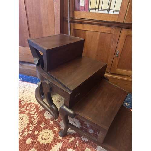 74 - Mahogany metamorphic library chair raised on cabriole legs in the Georgian manner. {91cm  H  x 66cm ... 