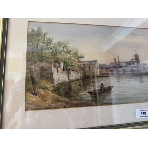 740 - A Williams ARHA Tolka River at Ballybough. Watercolour, mounted in a gilt frame. { 34cm H X 56cm W }... 