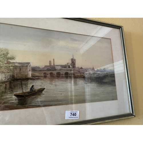 740 - A Williams ARHA Tolka River at Ballybough. Watercolour, mounted in a gilt frame. { 34cm H X 56cm W }... 