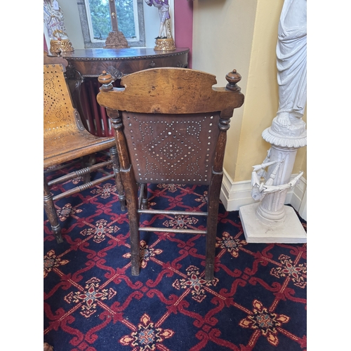 741 - Pair of 19th. C. walnut side chairs with bentwood backs and seats, raised on turned legs. { 90cm H X... 