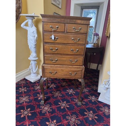 744 - Early 20th. C. mahogany chest on stand, the two short drawers over three graduated long drawers abov... 