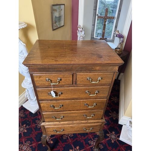 744 - Early 20th. C. mahogany chest on stand, the two short drawers over three graduated long drawers abov... 