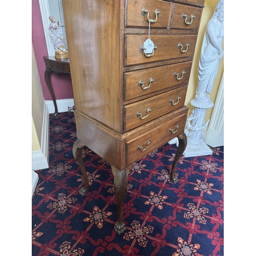 744 - Early 20th. C. mahogany chest on stand, the two short drawers over three graduated long drawers abov... 