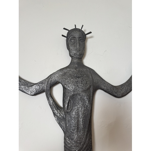 776 - Early 20th C. bronze depiction of Christ on a cross {156 cm H x 86 cm W}.