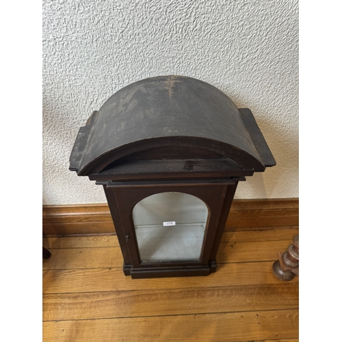 779 - 19th. C. oak dome topped wall display cabinet with single glazed door. { 77cm H X 46cm W X 24cm D }.