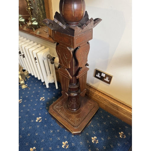 790 - Pair of late 19th. C. mahogany statue pedestals, in the Arts and Crafts manner. { 92cm H X 42cm W X ... 