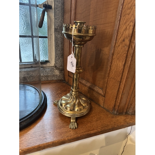 800 - Pair of 19th. C. brass Ecclesiastical candlesticks. { 35cm H X 19cm Dia }.