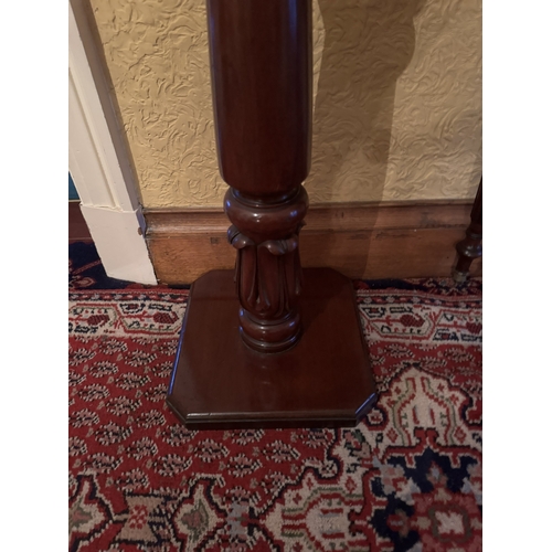 810 - Will. IV. Mahogany jardinere stand, raised on turned column and rectangular platform base. { 105cm H... 