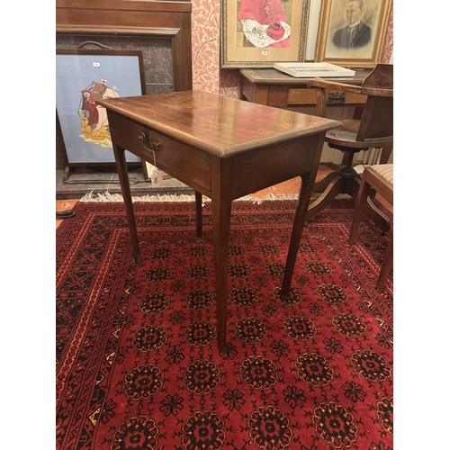 850 - Georgian mahogany writing table with single long drawer in the frieze, raised on champhered tapered ... 