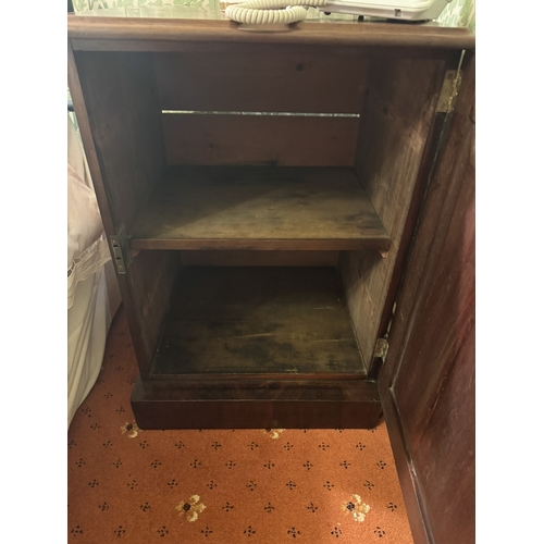 855 - Pair of 19th C. Mahogany bedside cabinets with single doors, raised on plinth bases. {77 cm H x 55 c... 