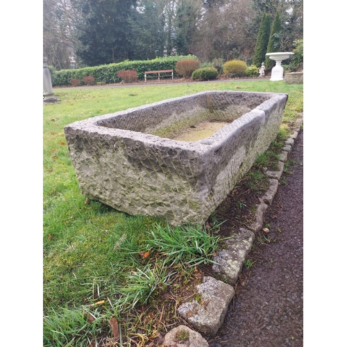 9 - Antique limestone trough. {33 cm H x  146 cm W x 64 cm D}.