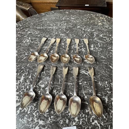 994 - Set of eleven English silver dessert forks. Hallmarked in Dublin 1836 - 37. Makers: Christopher Cumm... 