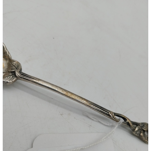 1002 - German silver Hildesheimer Rose sugar spoon, stamped 800. Hallmarked Dornigheim bei Hanau. Makers: M... 