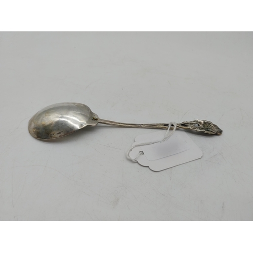 1002 - German silver Hildesheimer Rose sugar spoon, stamped 800. Hallmarked Dornigheim bei Hanau. Makers: M... 