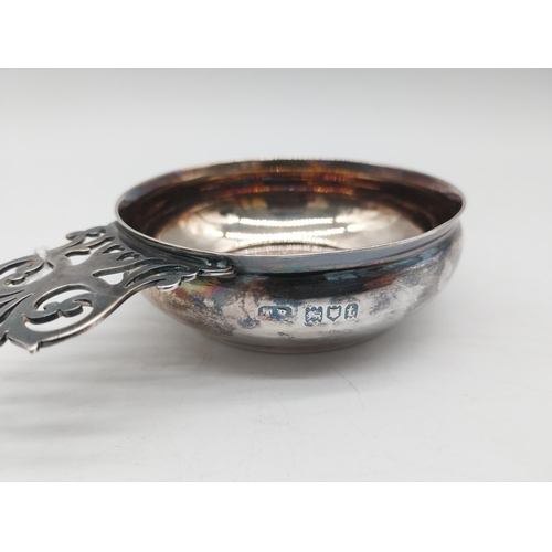 1004 - English silver porringer/bleeding bowl, the bottom is struck with the retailers mark of Rossi of Nor... 