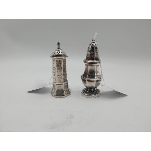 1007 - English bright cut silver pepper pot. Hallmarked in London. Makers: Joseph Angell I & Joseph Angell ... 