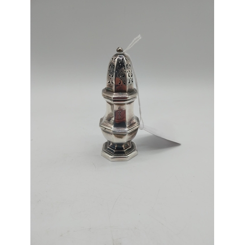 1007 - English bright cut silver pepper pot. Hallmarked in London. Makers: Joseph Angell I & Joseph Angell ... 